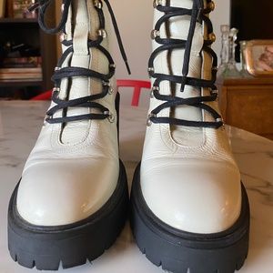 Topshop white patent ankle boots